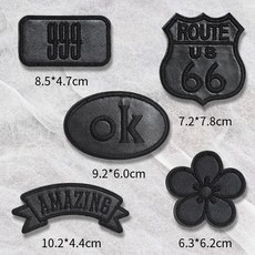 台灣本土貨 桃園-羽絨服補丁貼自粘無痕免縫高端修補修複衣服皮衣破洞黑色刺繡布貼, 14#【混裝5個】自粘款