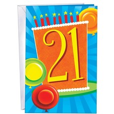 Chuck's Card-O-Rama 21번째 생일 인사말 카드 - $1.49 절약 - 미국에서 제작 - 훌륭한 카드 스톡 봉투 포함 - 12.7 x 19.7cm(5 x 7.75, Chuck's Card-O-Rama 21번째 생일 인사