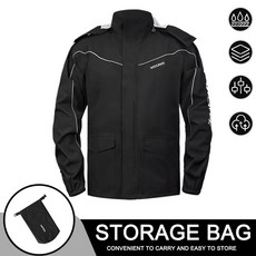 WOSAWE 오토바이 비옷 남성용 방수 두꺼운 플러스 사이즈 라이딩 전신 스플릿 싱글 레인 코트 레인 팬츠, EU M (아시아 L), ME214 블랙