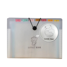 A4風琴夾 風琴包 資料夾 文件夾 12格 文件分類 收納夾 a4文件夾 多層收納袋 考券收納, 1個, A4 風琴夾 (小熊 12格), 透明