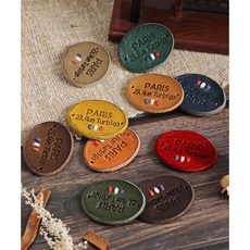 퀼트스타 이태리 빈티지 파리29. 워싱 타원 통가죽라벨, 1개, 4 레드