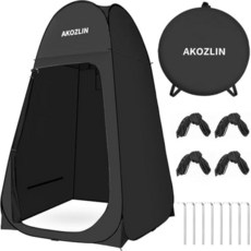 AKOZLIN 휴대용 팝업 샤워 프라이버시 쉘터 인스턴트 텐트 드레싱 교체 야외 캠핑 화장실 텐트 블랙, 블랙-블랙, 1.9m(6피트) 높이 100cm(39.4인치) 너비