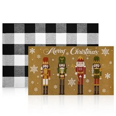 Kuabiz 스프링 라벤더 도어매트 76.2 x 43.2cm(30 17인치) 퍼플 웰컴 코이어 2개 미끄럼 방지 2-in-1 계절 버팔로 격자무늬 러그 야외 농가 현관 입구, 호두까기