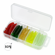 너츠 2인치 그럽웜 50개 우럭 볼락웜 광어웜 배스웜 전갱이웜 송어웜, 1세트, 1.5g, 테일버전