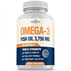 Triple Strength Omega 3 Fish Oil 3750 mg - EPA & DHA - Over 3000mg Omega-3 --ty Acids - 1350mg EPA, 90 Count (Pack of 1), 1개, 90정