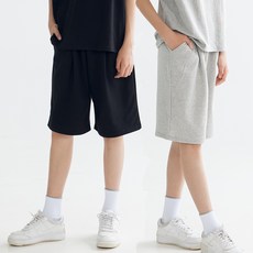 [1+1] 점프키즈 데일리 버뮤다 팬츠 - 초등 중등 주니어 고학년 남아 여아 공용 오버핏 와이드 반바지 5부바지 트레이닝 팬츠