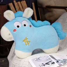 可愛網紅小馬公仔床上睡覺陪睡玩偶毛絨可愛沙發床頭護腰靠墊禮物抱枕腰靠墊腰枕靠枕靠腰枕多功能抱枕椅墊加厚坐墊屁墊, 藍色小馬抱枕,40x60cm