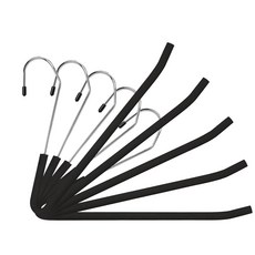 Spring Fever 오픈 엔드 미끄럼 방지 스폰지 패딩 바지 행거 - 크롬 도금 폼 튼튼한 공간 절약 블랙 롱 5 163089, 5개