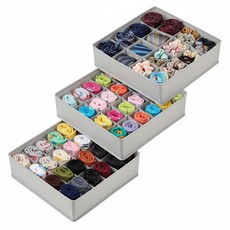 Vtopmart 프리미엄 다용도 접이식 수납 속옷 정리함 3종 16칸+24칸+24칸, 1세트, 그레이