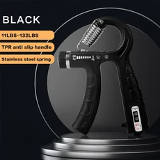 손악력기 손잡이 강화기. 조절 가능 저항 22파운드 - 132파운드반복 카운터 포함. 재활 운동 운동선수 등반가 음악가. 미끄럼 방지 그립퍼 남녀용 핸드 그립 운동기. 손목 강, Black, 05 Black