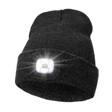 MELASA 유니 모자 USB 충전식 핸즈프리 헤드램프 LED 비니 남성 아빠 아버지 남편 겨울 선물 헤링본 238149, 슬레이트 그레이/블랙 슬레이트 그레이