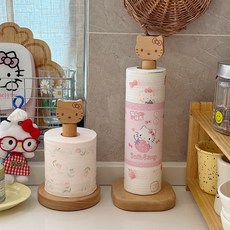 헬로키티 원목 키친타올 거치대 스탠드 티슈걸이, 1개, S