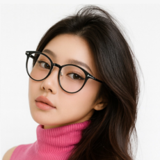 디위닉 얼굴작아보이는 TR+금속 라운드투명 남녀공용 뿔테 안경테