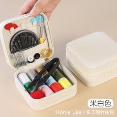 精選優品 家用針線包 針線盒 縫紉工具包 便攜針線包 多功能縫補工具包 縫紉盒 針線收納包 針線組, 白色, 1個