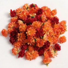 仿真千層菊花頭絹花假花手工DIY花環材料婚慶背景牆攝影拍照道具, 藍色,100朵