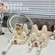 高顏值鍋蓋架家用檯面收納架瀝水架收納置物架廚房菜鏟子鍋鏟架托, 1個, 山峰鍋蓋架奶油白+波點貼紙【兩個裝】