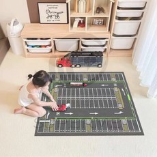 兒童爬爬墊 停車場遊戲地墊 幼兒地毯 交通汽車遊戲墊, 城市軌道5,50*80厘米【兒童毯】