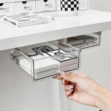 桌面下抽屜收納盒 大號 透明抽屜 免釘安裝 附贈3M背膠 無痕固定膠, 小號【透明色 穩固不掉】, 1層