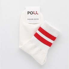 여자 학생 발목예쁜 빨강두줄무늬 발목 양말 흰색 밀착 패션 사계절 정장 땀흡수 질긴
