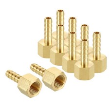 [ 1185100 ] 하펀턴 0.6cm(1/4인치)에서 0.3cm(1/8인치) NPT 암 황동 호스 바브 피팅 금속 스플라이서 멘더 10개