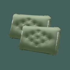 베리앤케이 초경량 에어필로우 캠핑 하이킹 전용 방수 TPU천 30D나일론 경추지지 원터치 공기 주입&배출, 그린, 1개