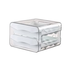 이지공감 계란 트레이 서랍형 2단 보관함 32구, 화이트, 1개