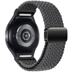 삼성 갤럭시 워치 7 6 5 4 FE 40mm 44mm/6 클래식 43mm 47mm/4 42mm 46mm/5 프로 45mm용 나일론 밴드 원 클릭 부착물 갭 없는 마그네틱, 스페이스 그레이, 스페이스 그레이