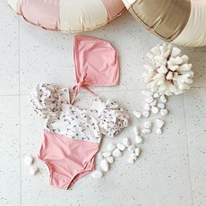 旺角女童小花朵連體泳衣