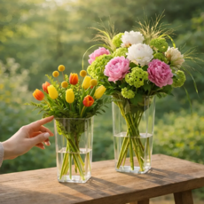 포그디 아크릴 사각 화병 16 x 30cm, 1개, 투명