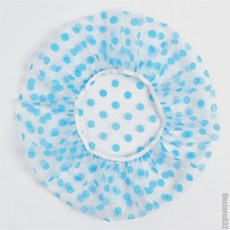 매일발견 샤워캡 도트패턴블루샤워캡 땡땡이패턴블루샤워캡 반신욕머리보호샤워캡 방수샤워캡