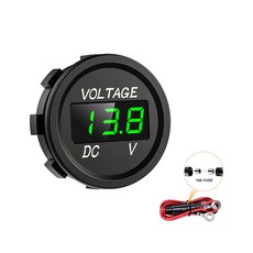 LED 트럭 테스터 해양 계량기 보트 게이지 전압 ATV 디스플레이 미니 차량 전압계 원형 배터리 자동차 오토바이 UTV용 디지털, Voltmeter Green Wire, 6.Voltmeter Green Wire