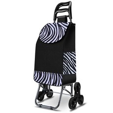 계단오르는 세발 접이식 쇼핑 카트 시장 바구니, (고무휠)지브라, 1개