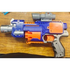 806B仿真加特林手動軟彈槍，兒童玩具槍，安全軟彈設計，手動操作，親子互動玩具, 藍色-電動款, 1個