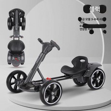 전동카트 전동차 접이식 리모컨 완구 선물 킥보드 레이싱, 단일 구동, 1개, 블랙 고급구성 듀얼