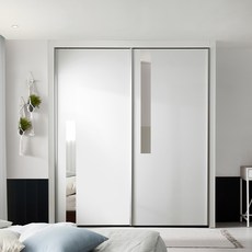 보루네오 미라클 슬라이딩 작은방 붙박이장 10cm, 화이트은경10cm