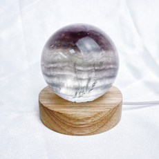 ₍мσσи_нασ ᙏ̤̫͚ ₎紅98 螢石球 6.9cm 環狀千層 灰粉 星空光 太空感 帶彩虹光 紫螢石 透明螢石, 1個