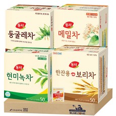 [블루존] 동서 현미녹차50T+둥굴레차50T+메밀차50T+보리차50T 티백, 2g, 50개입, 1개