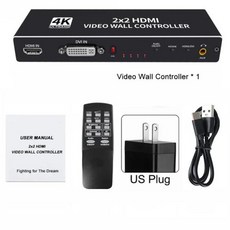 HDMI DVI TV 비디오 월 컨트롤러 프로세서 4K HD 1080P 3x3 멀티 비디오 스크린 프로세서 스위치 접속기 1X2 1X4 1X3 2X1 3X1 4X1, 2X2 With US Plug, 4) 4K 2X2 - US Plug, 1개