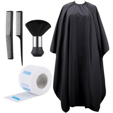 Segbeauty Barber Capes 프로페셔널 키트 139.7 x 160cm55 63인치 조절 가능한 목이 있는 헤어 커팅 케이프 넥 스트랩 더스터 브러시가 커팅용 살, 블랙 케이프+4개