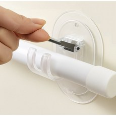 黏貼螺絲兩用 多功能支架掛鉤(窗簾桿支撐) 免釘安裝 承重力強 適用多種牆面 簡約美觀, 透明, 2件