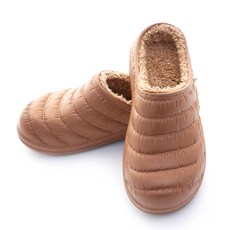 Big Sale) 패딩 털 슬리퍼 브라운 230mm 조리화 방한화 털실내화 털주방화 털슬리퍼