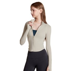 테슬라 요가상의 필라테스 긴팔 집업자켓 티셔츠