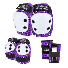 187 킬러패드 스케이트 보드 아대 6팩 세트 X-Small 블랙, Staab Purple