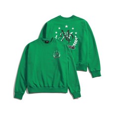 엠오오 오버핏 윌로우 로고 스웨트 셔츠 - 그린