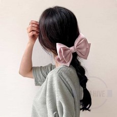 실크 매듭 헤어핀 핑크 리본핀 헤어집게