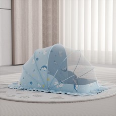 嬰兒蚊帳罩新款臥室嬰兒牀寶寶防蚊罩免安裝家用可摺疊兒童蚊帳, 潛水尋鯨-藍色