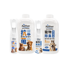 Aether依鈦 寵物抗菌除臭雙享組 寵物專用噴霧 舒緩皮膚搔癢 維護毛髮亮麗, 1組, 2.4L