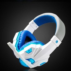 電競耳機HM-1329 遊戲耳機 電腦USB耳機 頭戴式 重低音 全罩式耳機 電玩耳機 震撼立體聲, A白+藍, 【DQ468】