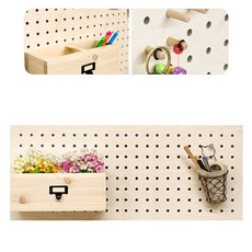 아이베란다 자작나무 타공판 우드보드 진열대 수납걸이 78 x 39cm, 베이지, 1개