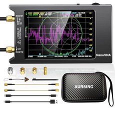 AURSINC 업그레이드된 나노VNA H4 벡터 네트워크 분석기 최신 V4 4 9kHz-1 5GHz 안테나 분석기 4인치 터치스크린 측정 S-파라미터 SWR 스미스 차트 TD, NanoVNA H4 With Hard Case